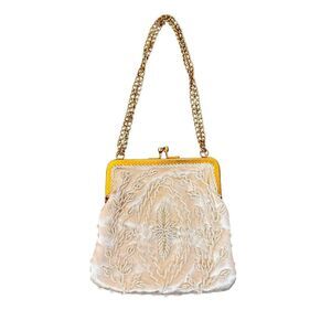 Vintage Walborg Womens Handbag Purse Ivory‎ Cream Seed Beaded Prom Wedding
